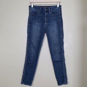Joes Jeans Womens 28 Blue The Charlie High Rise Skinny Ankle Side Denim Braids